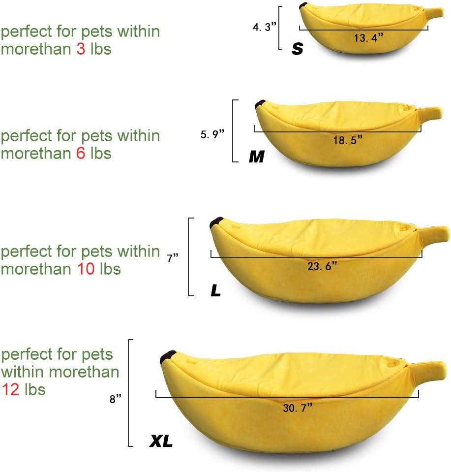 · Cute Banana Cat Bed House Large Size, Christmas Pet Bed Soft Warm Cat Cuddle Bed, Lovely Pet Supplies for Cats Kittens Rabbit Small Dogs Bed,Yellow