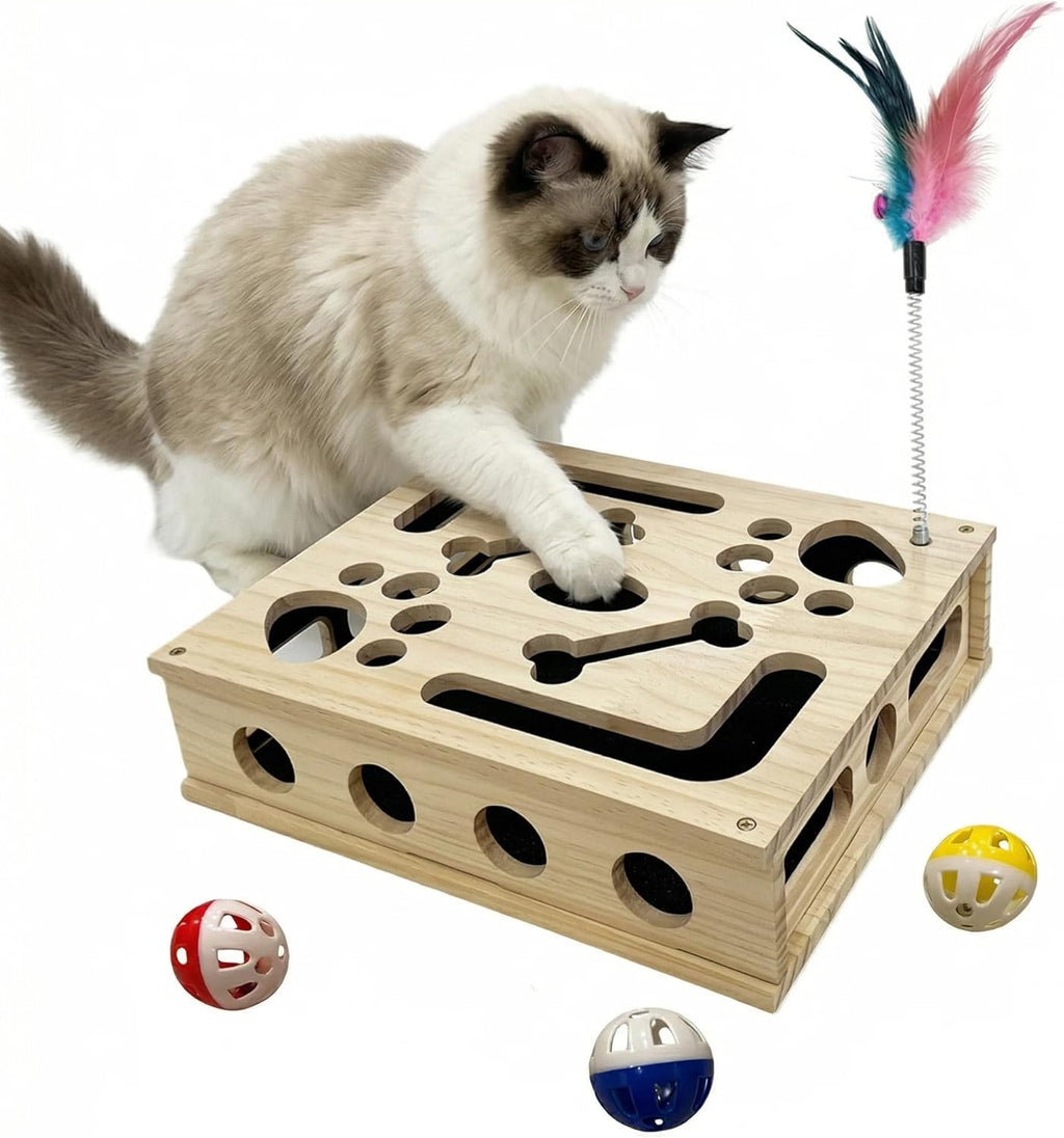 Cat Scratch Puzzle Enrichment Box, Cat Nail File Enrichment Box Sandpaper, Interactive Cats Treat Toy Stress Free, Scratchers That Trim Nails