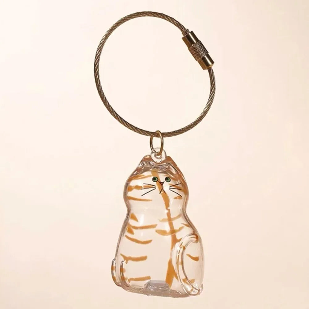 Transparent Container Small Ornaments Cat Fur Storage Pendant Cute Cat Shaped Handmade Design Stylish Keychain DIY Accessories