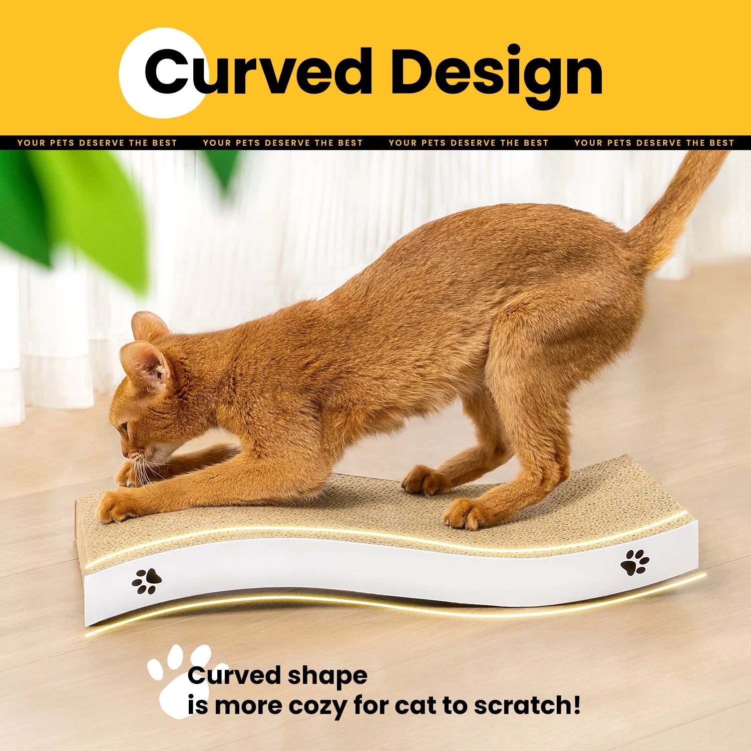 Cat Scratcher Cardboard with Premium Scratch Textures Design, Durable, Reversible