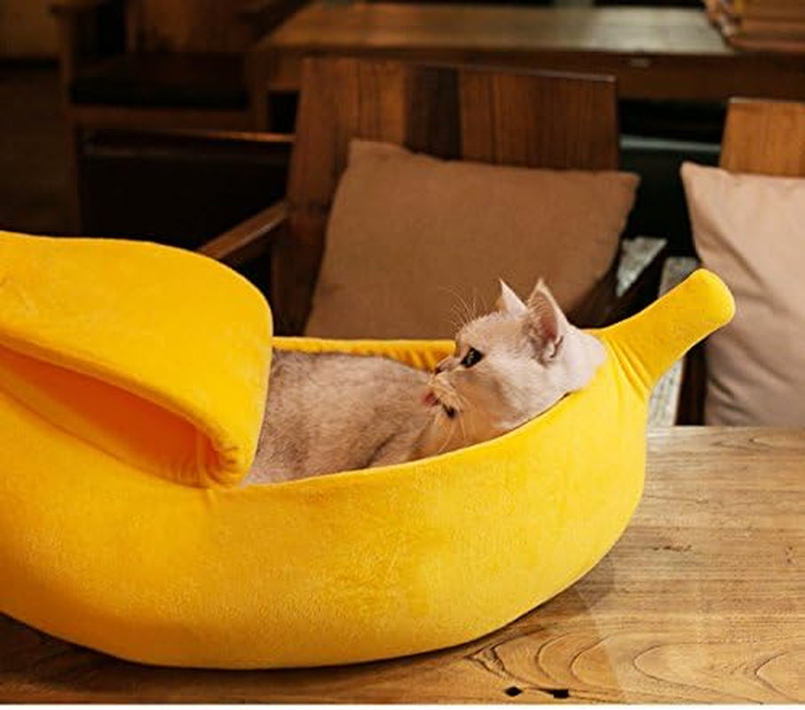 · Cute Banana Cat Bed House Large Size, Christmas Pet Bed Soft Warm Cat Cuddle Bed, Lovely Pet Supplies for Cats Kittens Rabbit Small Dogs Bed,Yellow