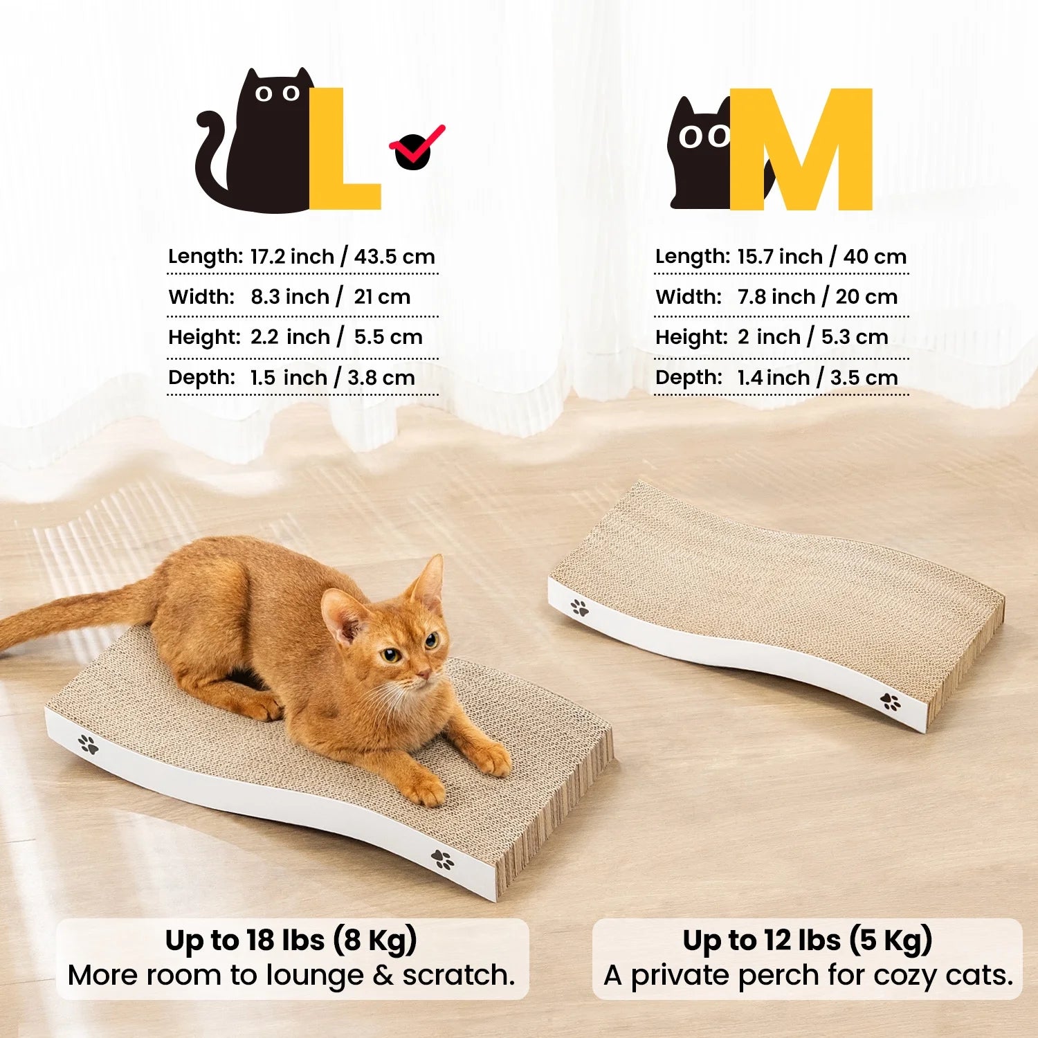 Cat Scratcher Cardboard with Premium Scratch Textures Design, Durable, Reversible