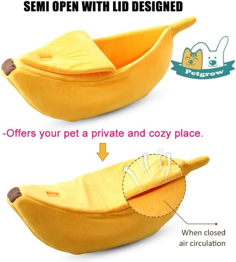 · Cute Banana Cat Bed House Large Size, Christmas Pet Bed Soft Warm Cat Cuddle Bed, Lovely Pet Supplies for Cats Kittens Rabbit Small Dogs Bed,Yellow