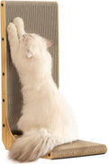 Cat Scratcher, 26.8 Inch L Shaped Cat Scratch Pad for Indoor Cats | Vertical Cat Scratching Board with Ball Cat Toy, Cardboard Cat Scratcher for Wall Sofa Couch, Kitten Scratching Post, Large