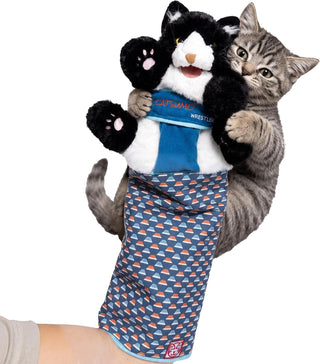 Wearable Cat Toy Wrestling Glove Puppet – Interactive Hand Mitt with Durable Protective Sleeve and Catnip - Play & Enrichment