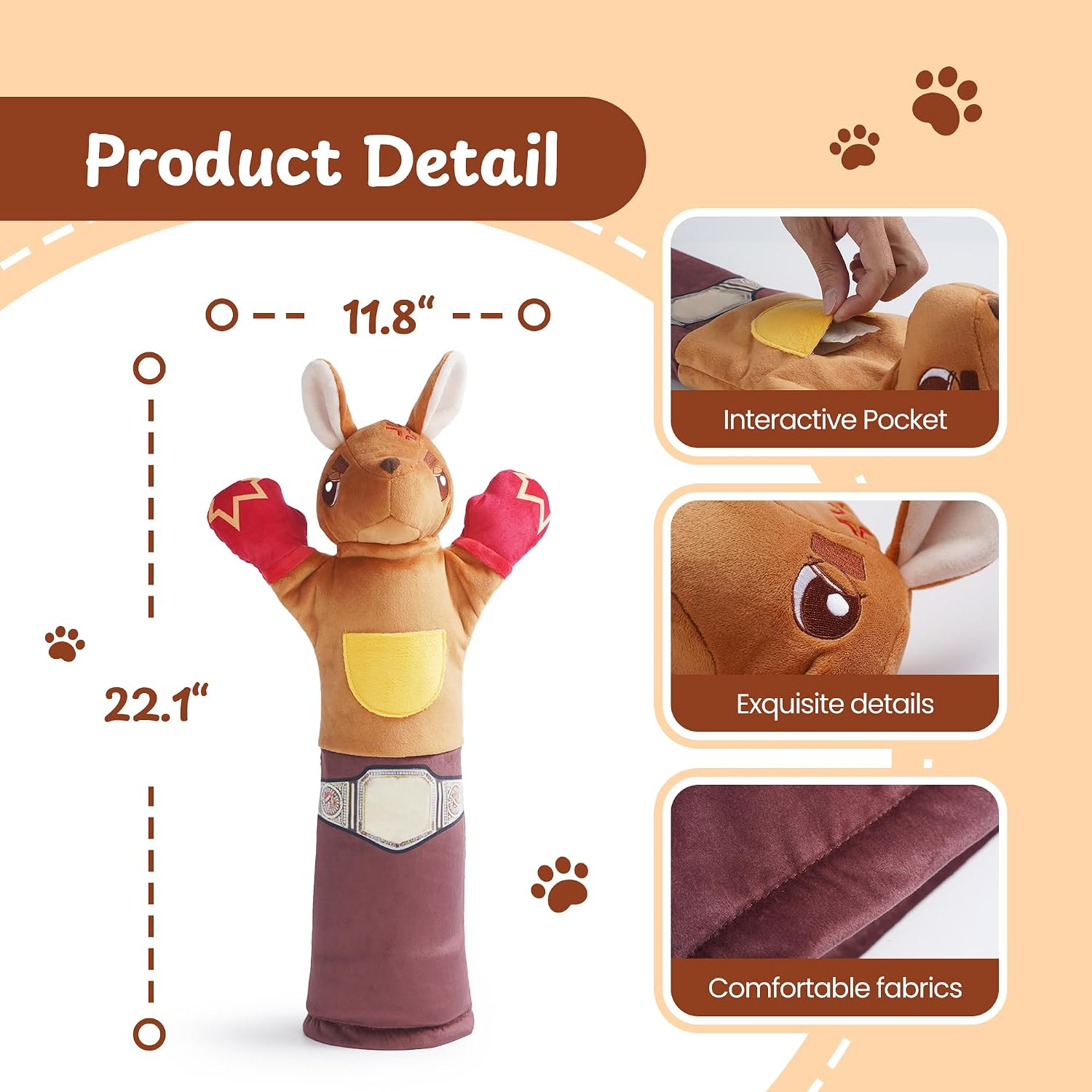 Cat Wrestling Glove, 22 Inch Cat Puppet Wrestler with 5 Catnip Pouches & 3 Layer Resistant Protection, Interactive Cat Toy with Treat Pocket for Boredom Relief & Mental Stimulation