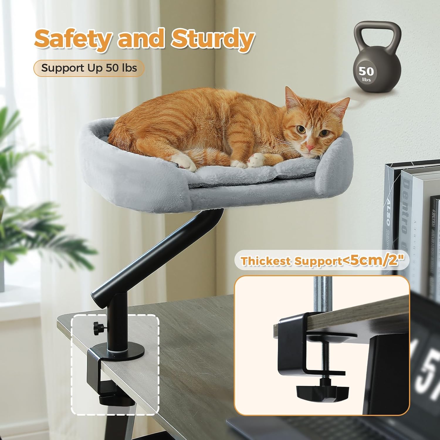 Cat Desk Bed 360°Rotating Supports to 50 Lbs Cozy Nest for Desk