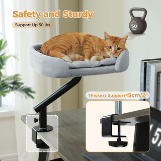 Cat Desk Bed 360°Rotating Supports to 50 Lbs Cozy Nest for Desk