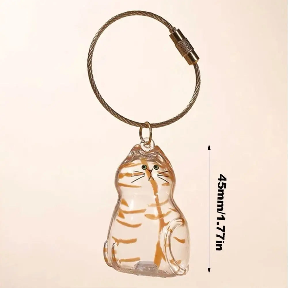 Transparent Container Small Ornaments Cat Fur Storage Pendant Cute Cat Shaped Handmade Design Stylish Keychain DIY Accessories