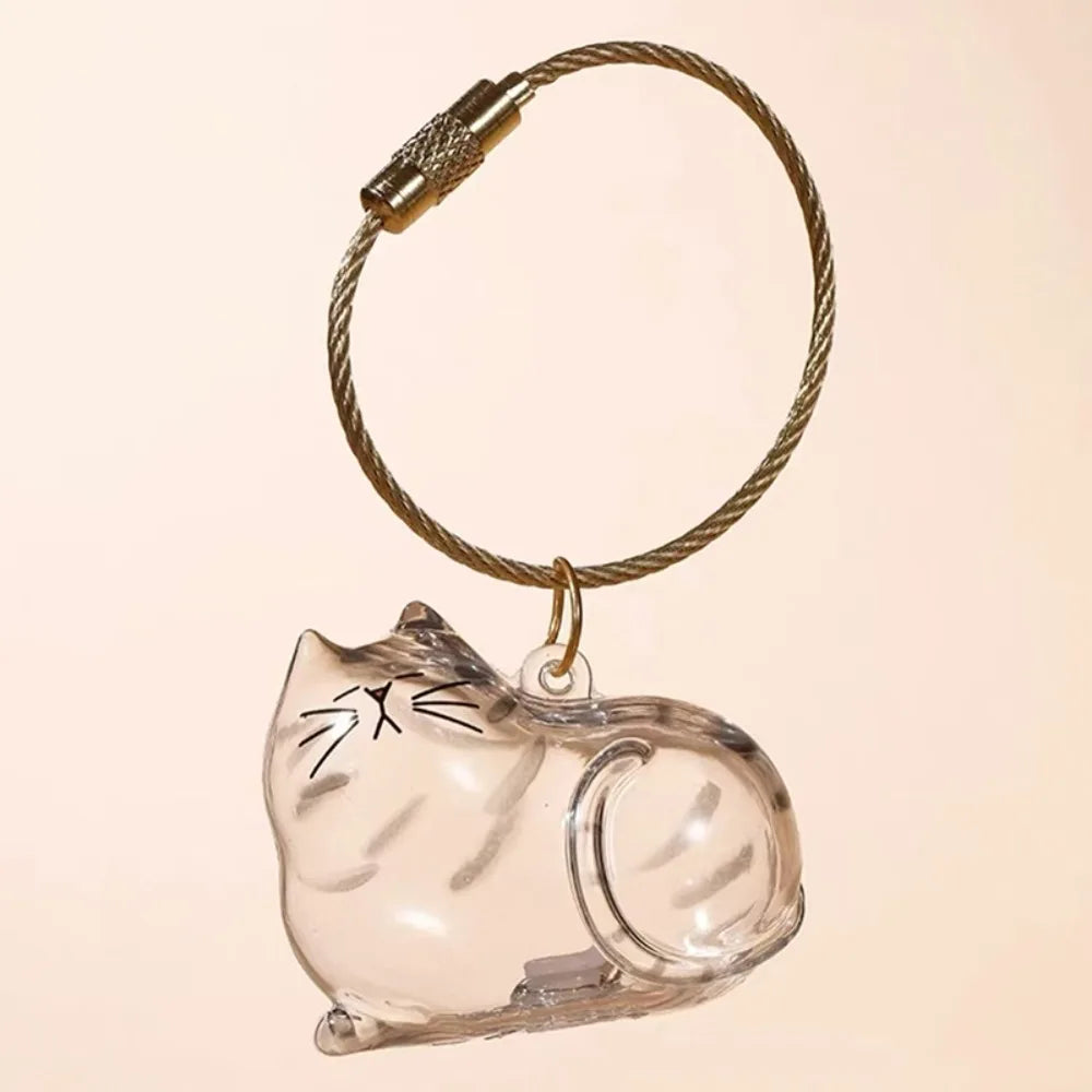 Transparent Container Small Ornaments Cat Fur Storage Pendant Cute Cat Shaped Handmade Design Stylish Keychain DIY Accessories