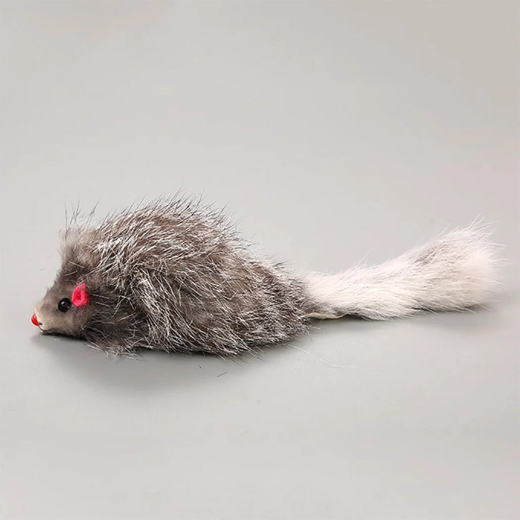 5PCS Cat Mice Toys Interactive Plush Furry Cat Chew Toy for Cat Kitten