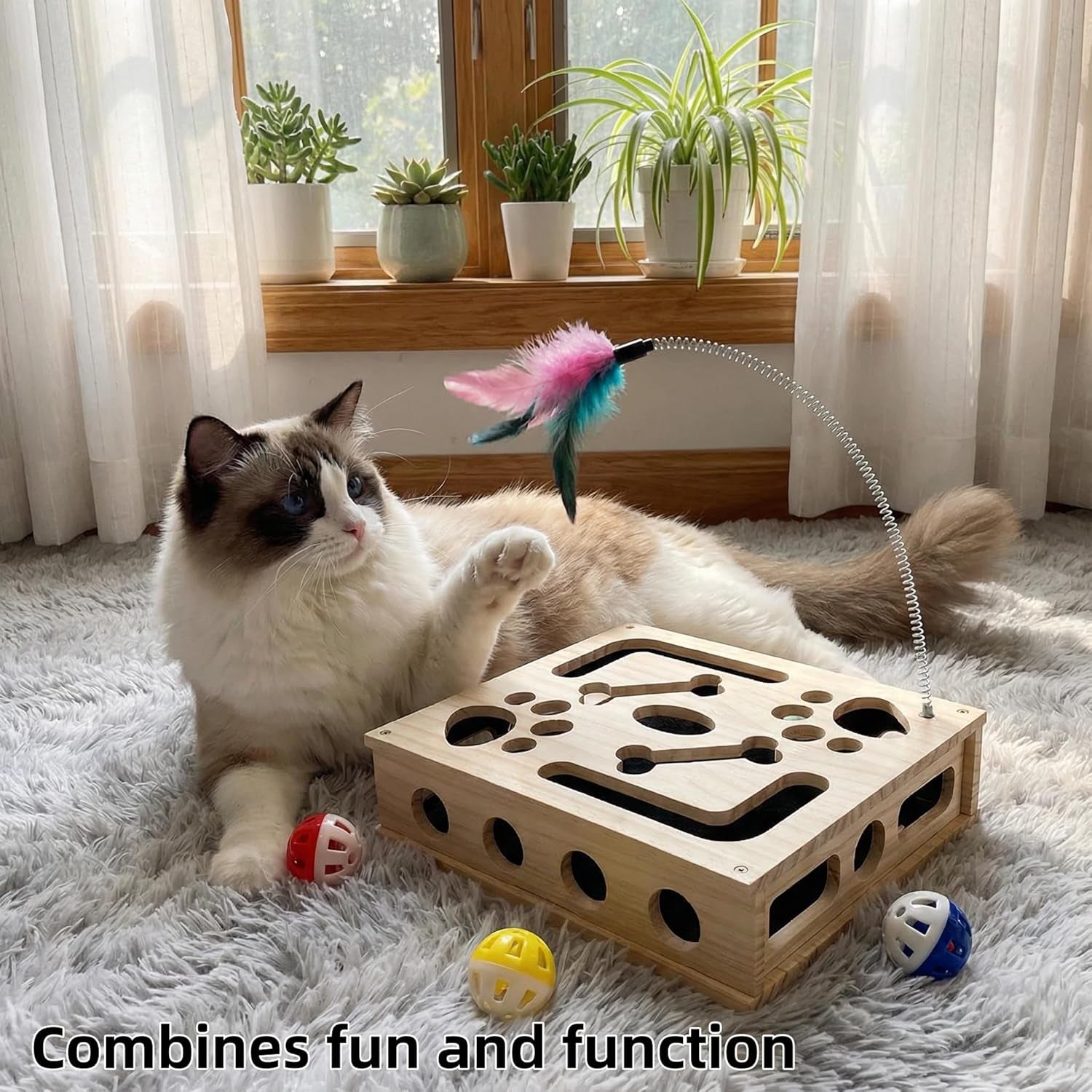 Cat Scratch Puzzle Enrichment Box, Cat Nail File Enrichment Box Sandpaper, Interactive Cats Treat Toy Stress Free, Scratchers That Trim Nails