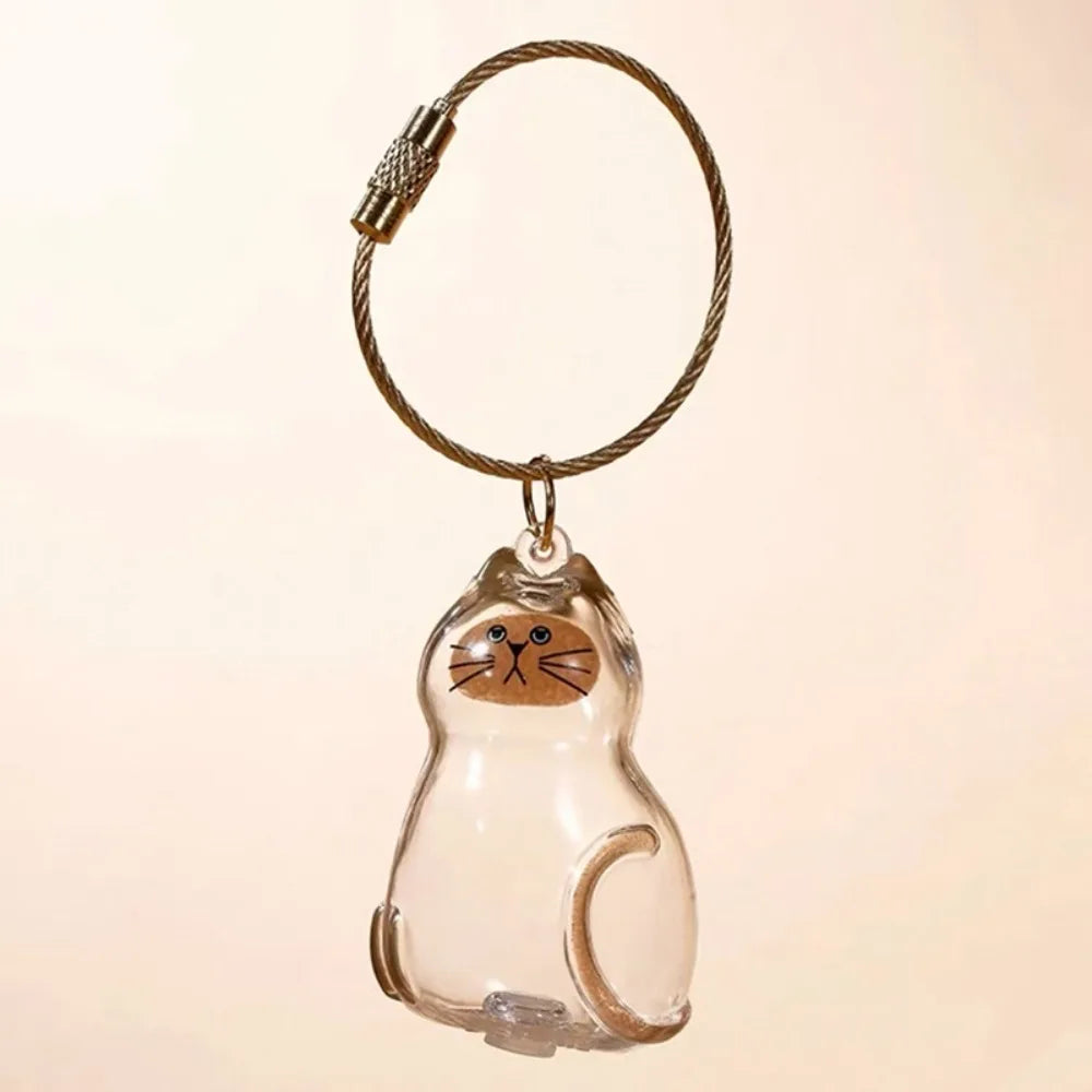 Transparent Container Small Ornaments Cat Fur Storage Pendant Cute Cat Shaped Handmade Design Stylish Keychain DIY Accessories
