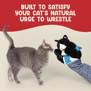 Wearable Cat Toy Wrestling Glove Puppet – Interactive Hand Mitt with Durable Protective Sleeve and Catnip - Play & Enrichment