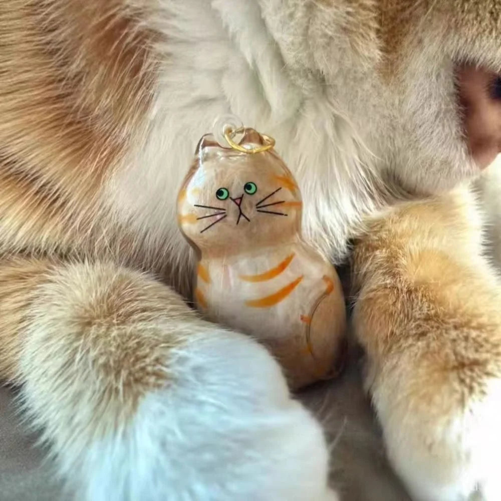 Transparent Container Small Ornaments Cat Fur Storage Pendant Cute Cat Shaped Handmade Design Stylish Keychain DIY Accessories