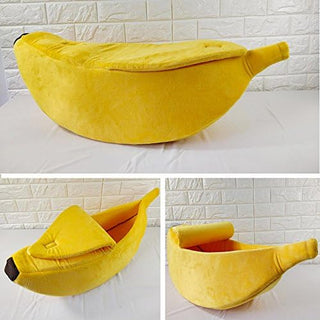 · Cute Banana Cat Bed House Large Size, Christmas Pet Bed Soft Warm Cat Cuddle Bed, Lovely Pet Supplies for Cats Kittens Rabbit Small Dogs Bed,Yellow