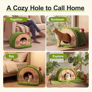 Cat House for Indoor Cats - Tree Hole Cat Bed Cave Hideaway