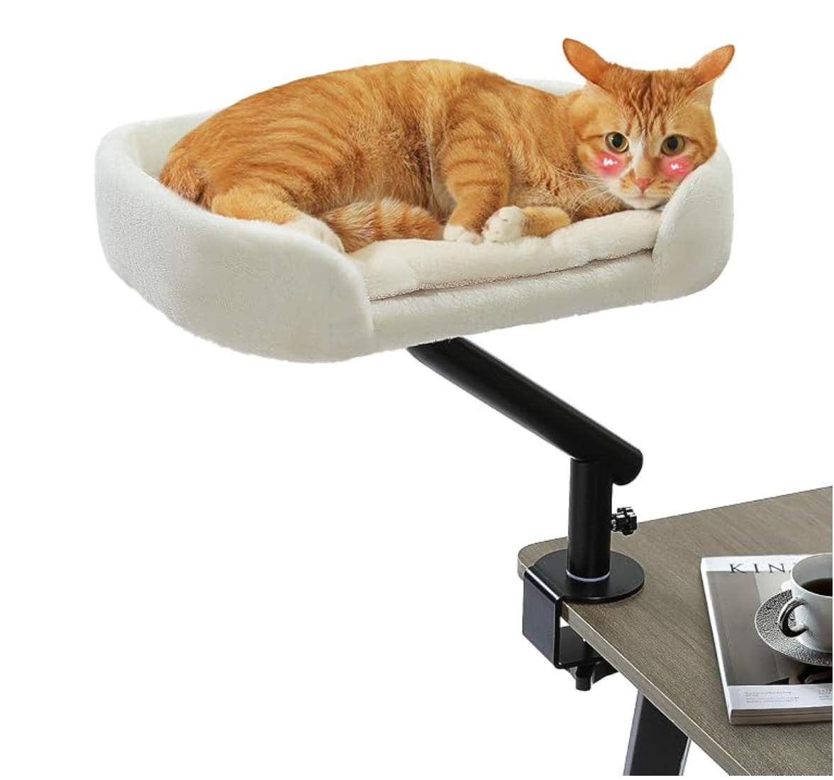 Cat Desk Bed 360°Rotating Supports to 50 Lbs Cozy Nest for Desk