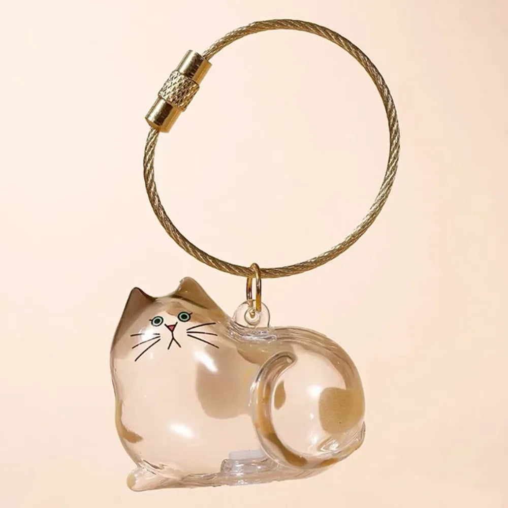 Transparent Container Small Ornaments Cat Fur Storage Pendant Cute Cat Shaped Handmade Design Stylish Keychain DIY Accessories