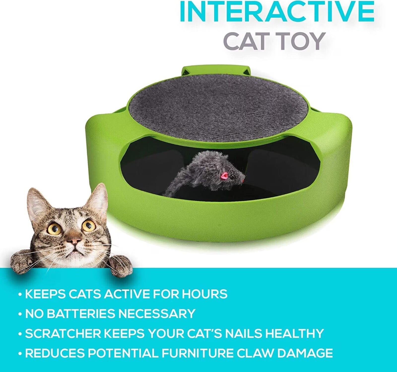 CAT Scratcher Spinning Mouse Toy for Cats - Interactive Cat Toy Catch