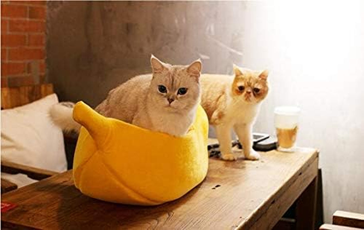· Cute Banana Cat Bed House Large Size, Christmas Pet Bed Soft Warm Cat Cuddle Bed, Lovely Pet Supplies for Cats Kittens Rabbit Small Dogs Bed,Yellow