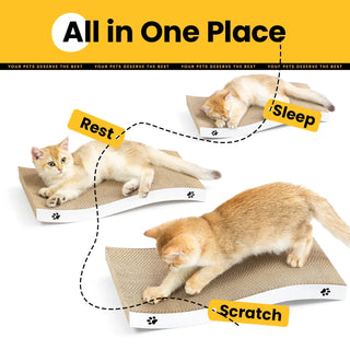 Cat Scratcher Cardboard with Premium Scratch Textures Design, Durable, Reversible