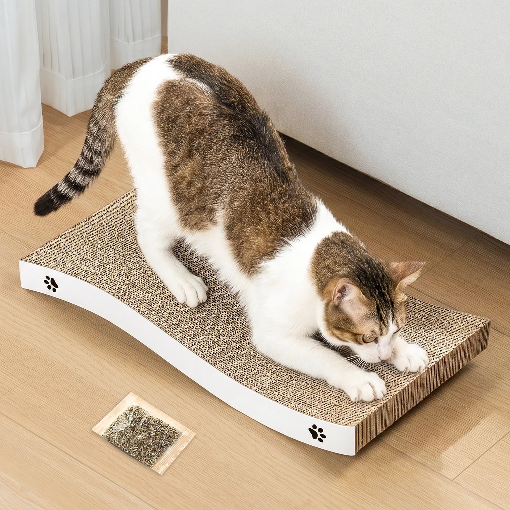 Cat Scratcher Cardboard with Premium Scratch Textures Design, Durable, Reversible
