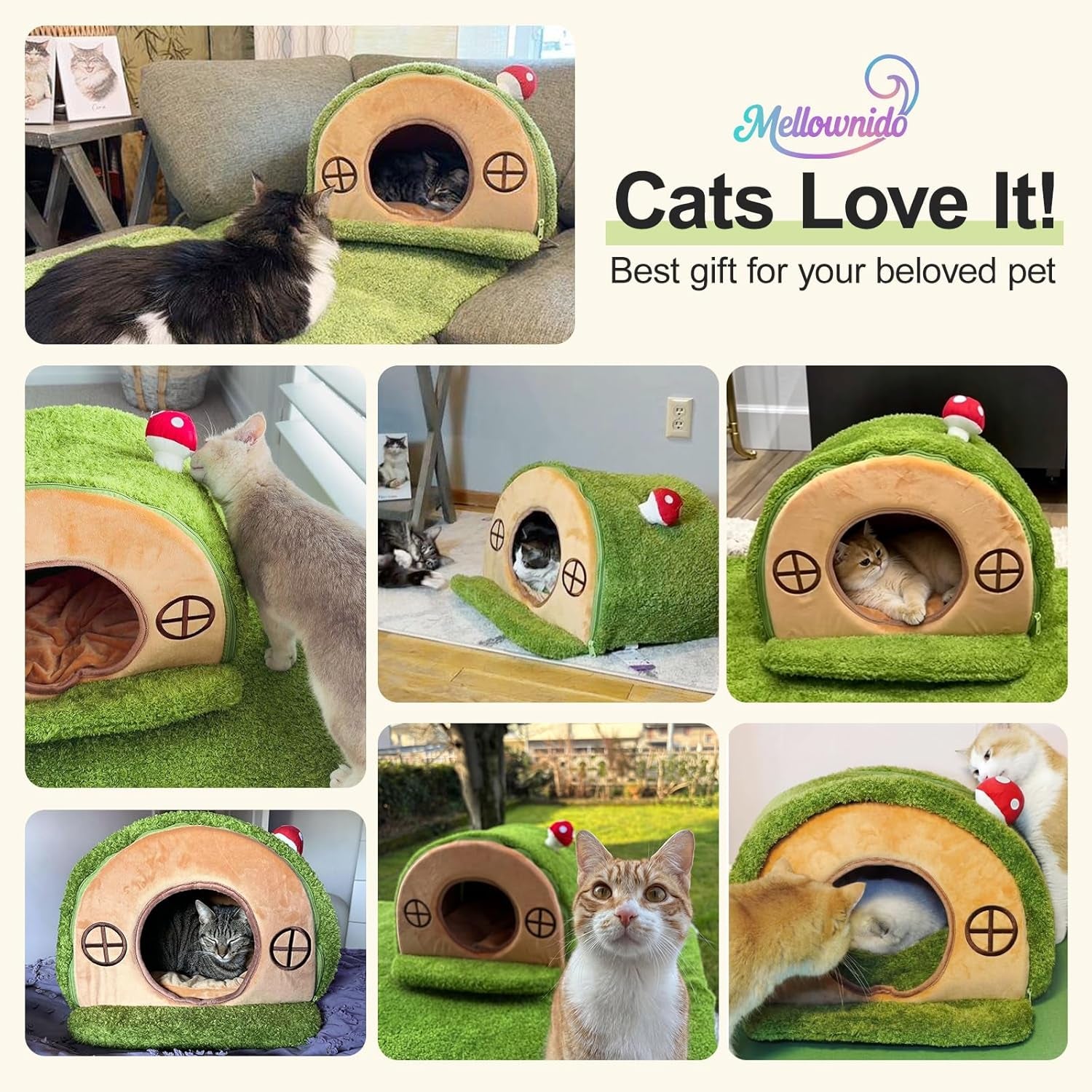 Cat House for Indoor Cats - Tree Hole Cat Bed Cave Hideaway