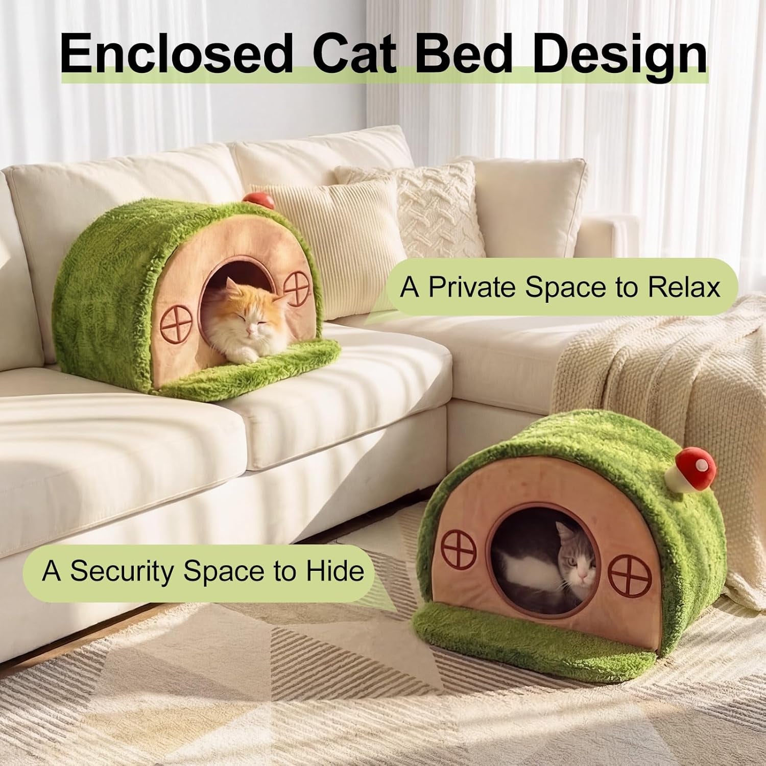 Cat House for Indoor Cats - Tree Hole Cat Bed Cave Hideaway