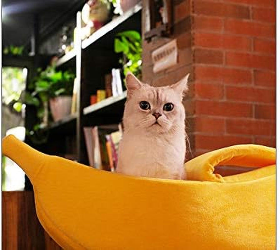· Cute Banana Cat Bed House Large Size, Christmas Pet Bed Soft Warm Cat Cuddle Bed, Lovely Pet Supplies for Cats Kittens Rabbit Small Dogs Bed,Yellow