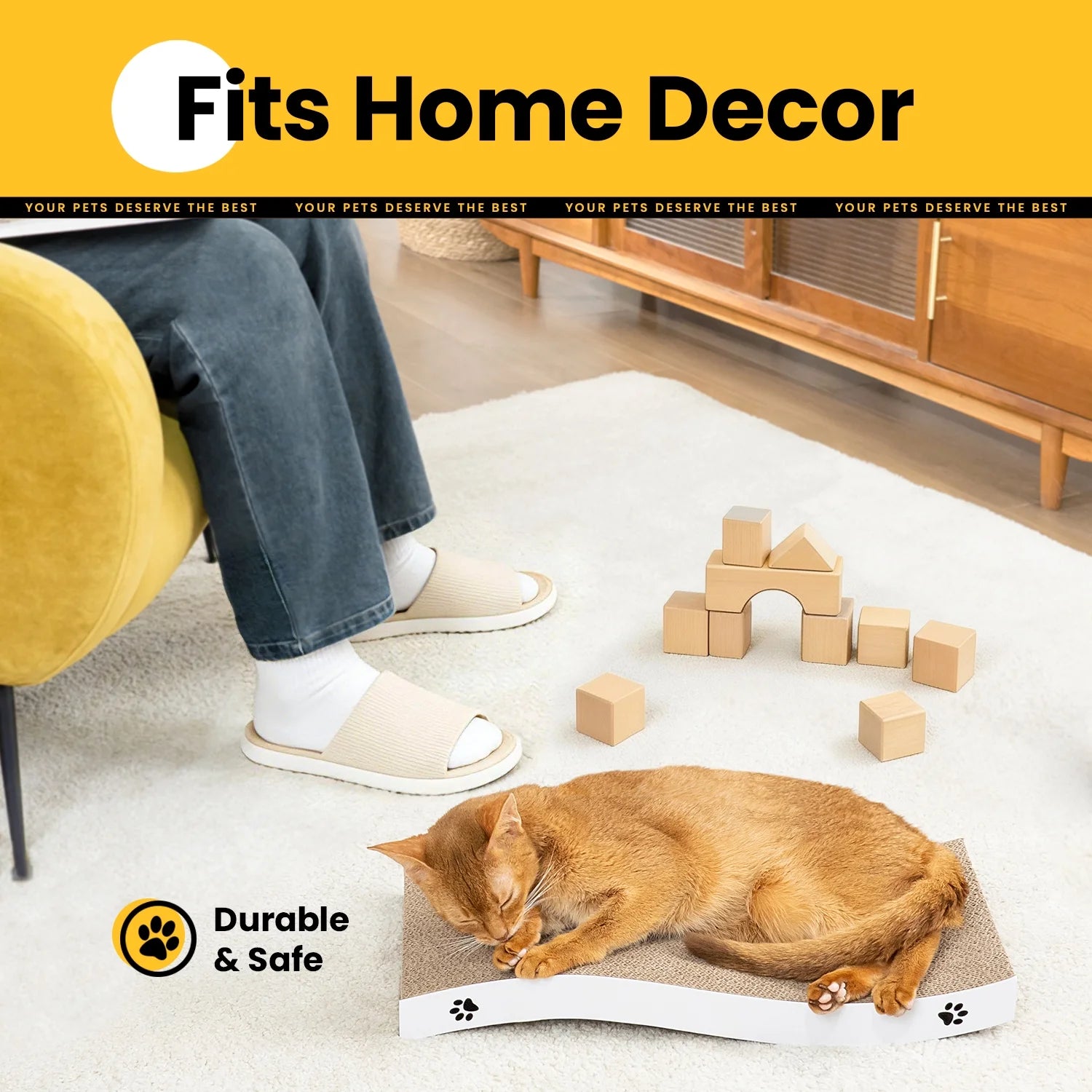 Cat Scratcher Cardboard with Premium Scratch Textures Design, Durable, Reversible